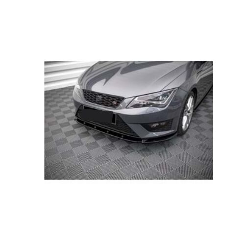 Front Bumper Lip for Seat Leon Mk3 2012-2016 Max V1 Front Lip Piano Black Vacuum Plastic AutoVision