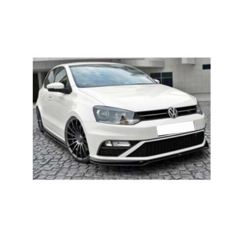 Front Bumper Lip for VW Polo Mk5 2014–2017 FL GTI Max V2 Piano Black Vacuum Plastic AutoVision