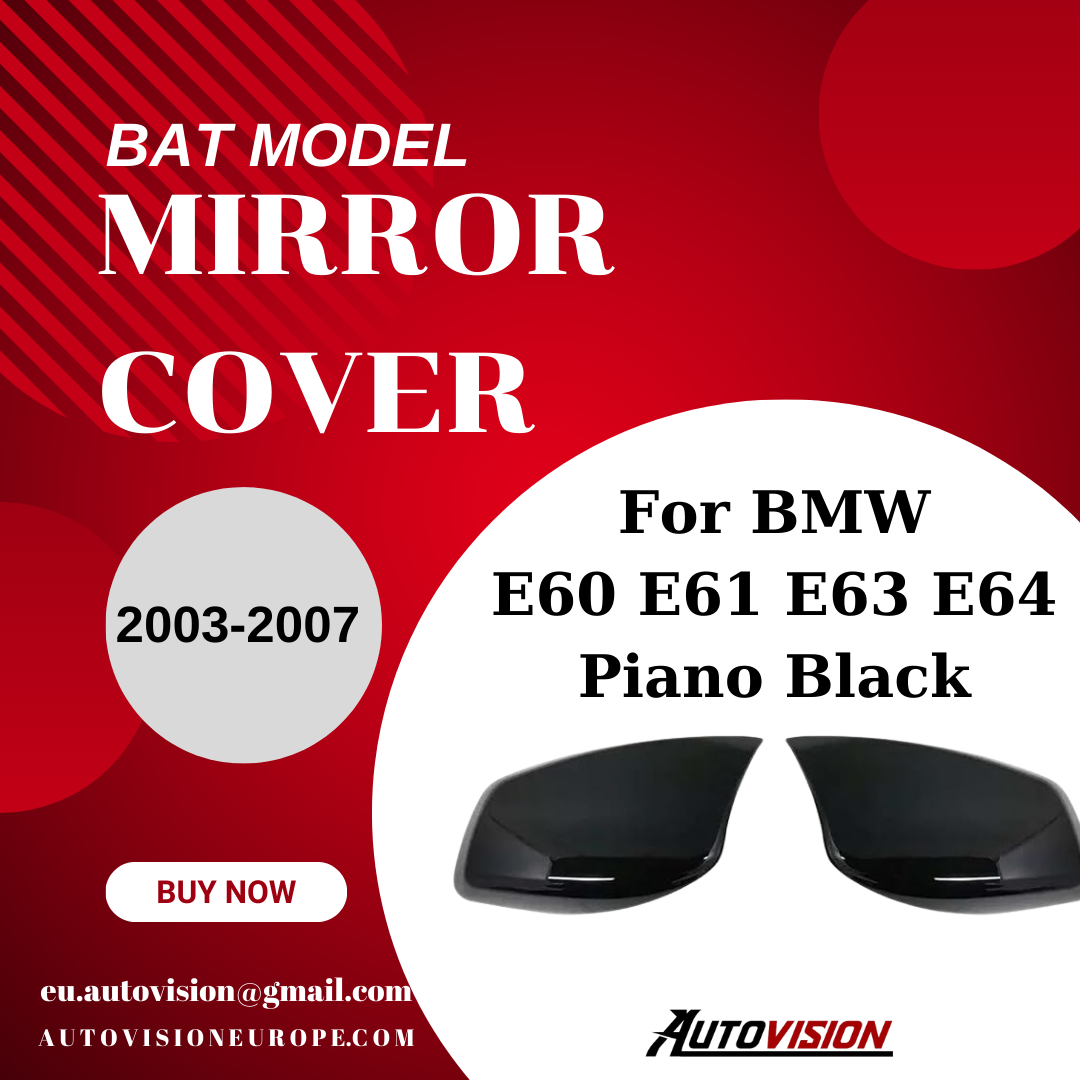 Mirror Cover For BMW E60 E61 E63 E64 / 2003-2007 Accessory Bright Black BAT MODEL