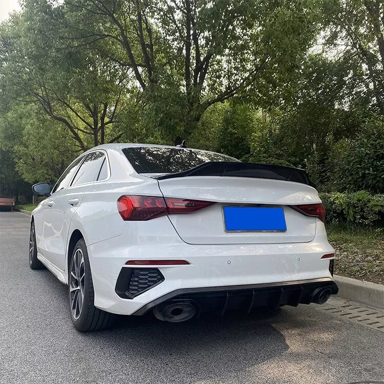 Rear Diffuser Lip 2021 Audi A3/S3 8Y Sedan Glossy Black ABS Plastic AutoVision