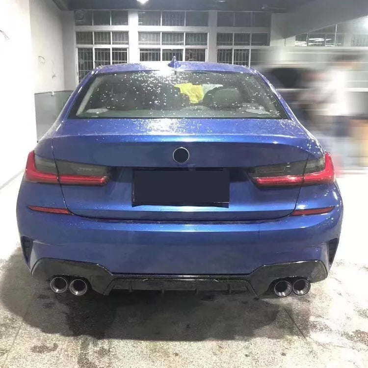 Rear Bumper Diffuser Lip For BMW 3 Series G20 2020 Glossy Black ABS Plastic AutoVision