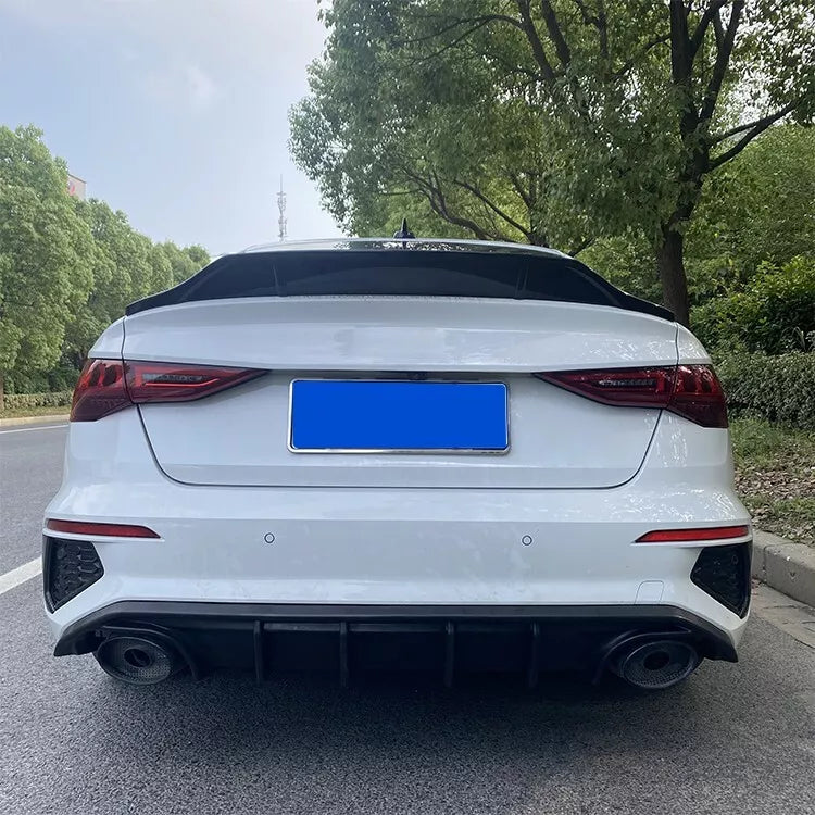 Rear Diffuser Lip 2021 Audi A3/S3 8Y Sedan Glossy Black ABS Plastic AutoVision