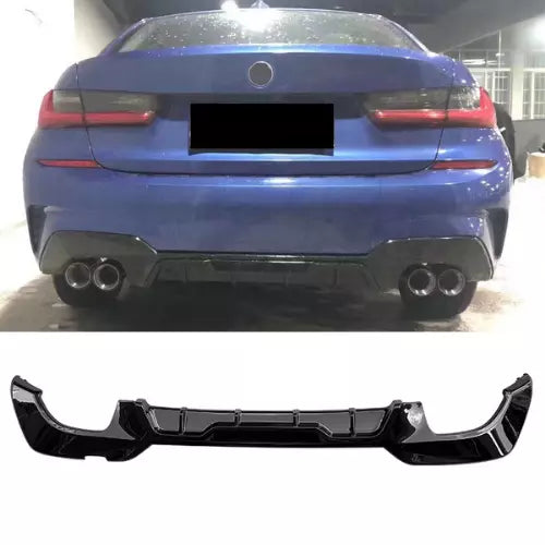 Rear Bumper Diffuser Lip For BMW 3 Series G20 2020 Glossy Black ABS Plastic AutoVision