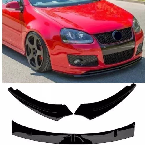 Front Lip Three Parts Golf 5 GTI Retrofitting Type Glossy Black ABS Plastic AutoVision