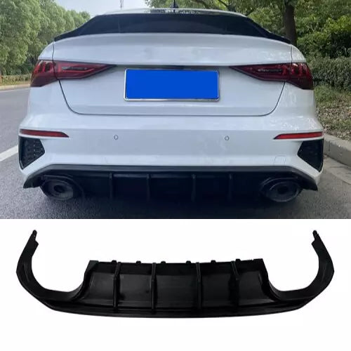 Rear Diffuser Lip 2021 Audi A3/S3 8Y Sedan Glossy Black ABS Plastic AutoVision