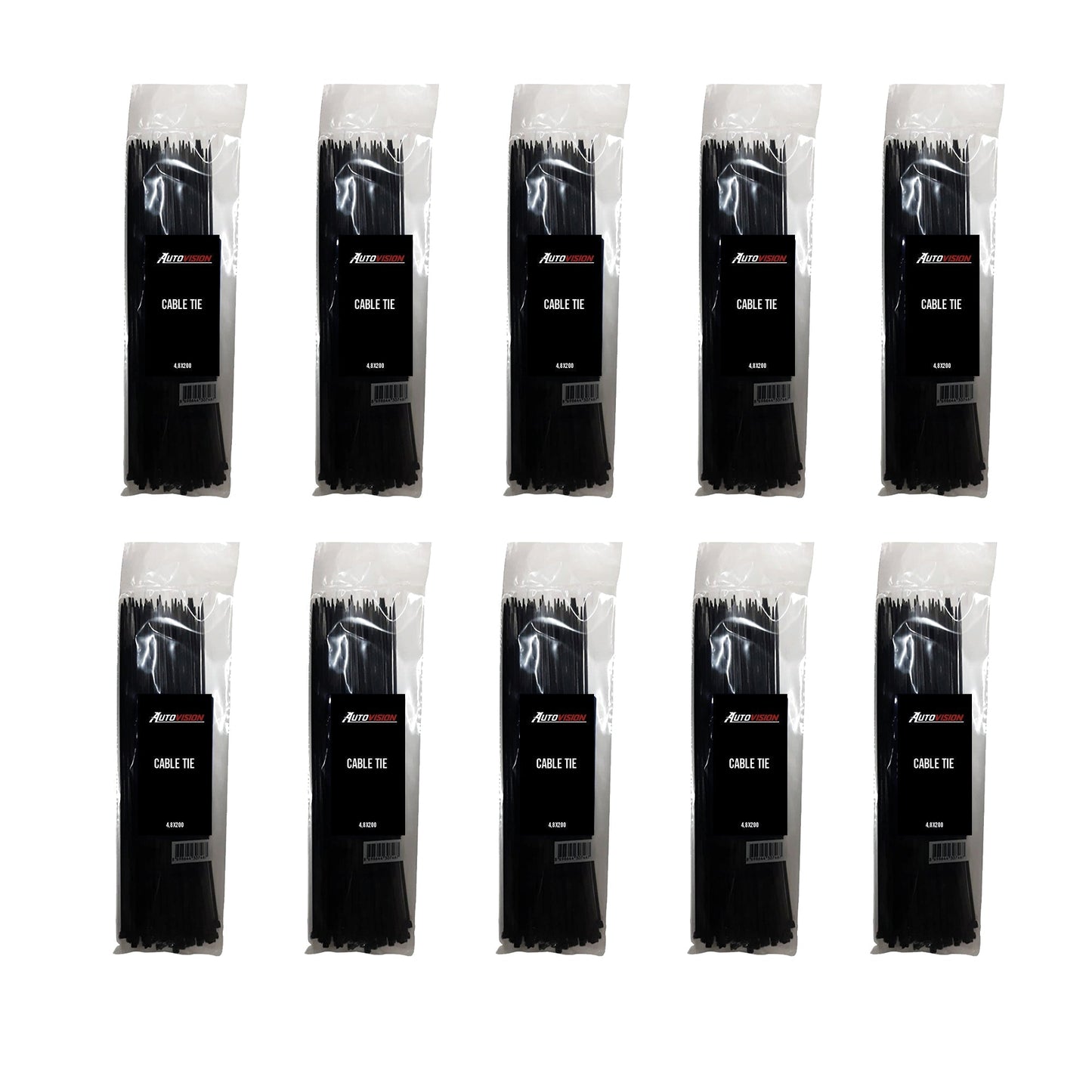 Cable Tie Plastic Velcro Clamp Black 4,8 x 400 100 Pcs x10 Unit Plastic Clamp