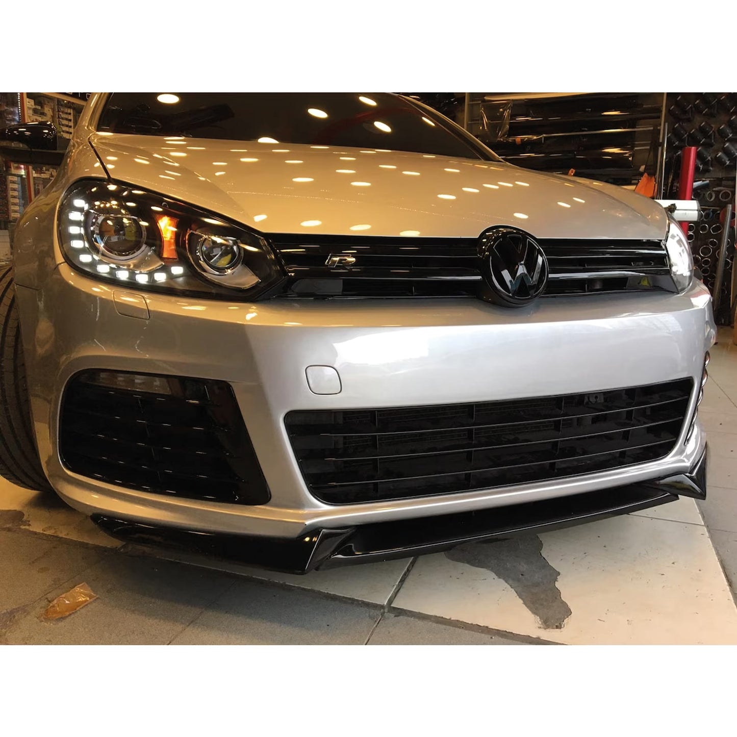 Autovision for VW Golf MK6 R 2008 2012 Front Bumper Lip Piano Black Vacuum