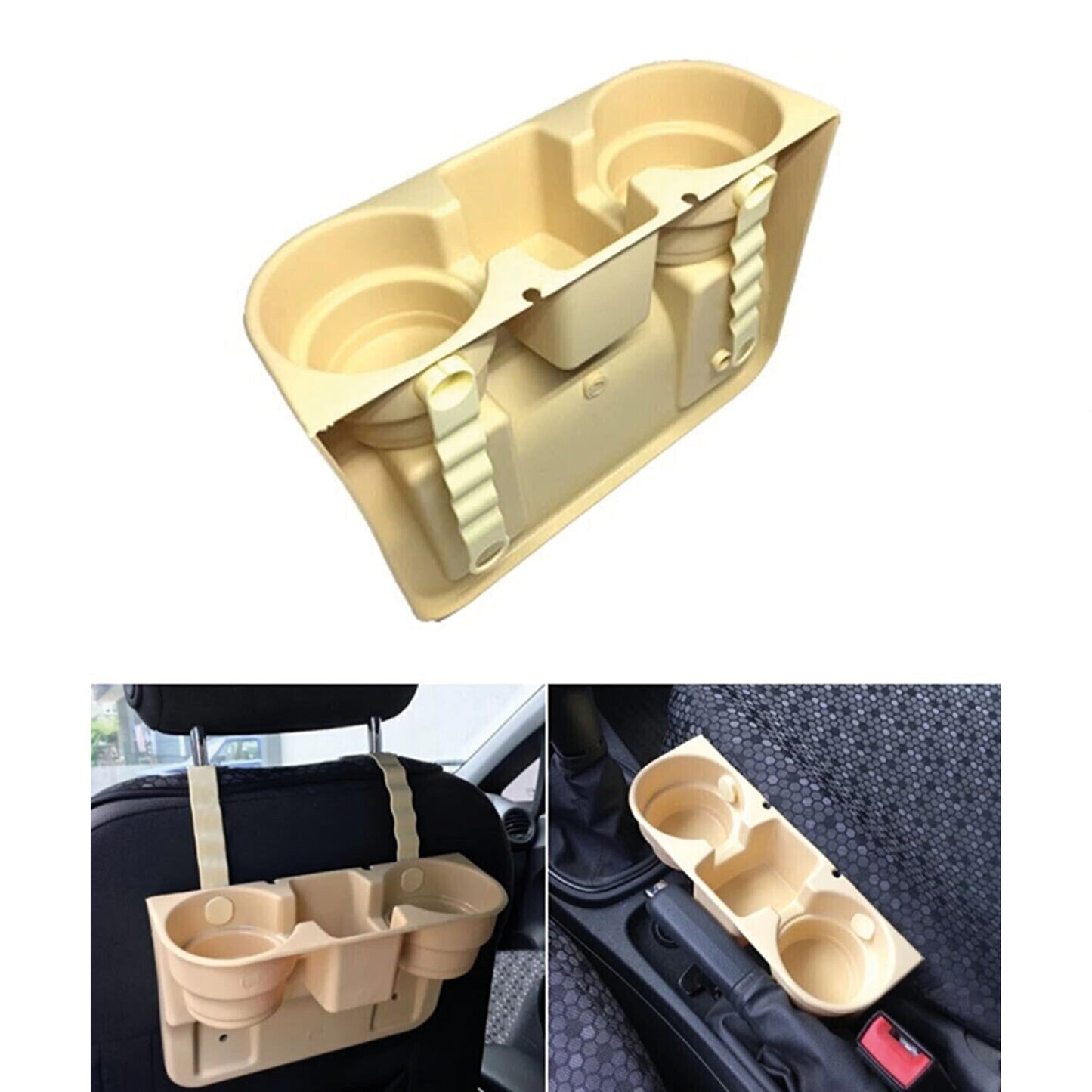 Between the Seats Back of the Seats Cup Holder Organizer Beige