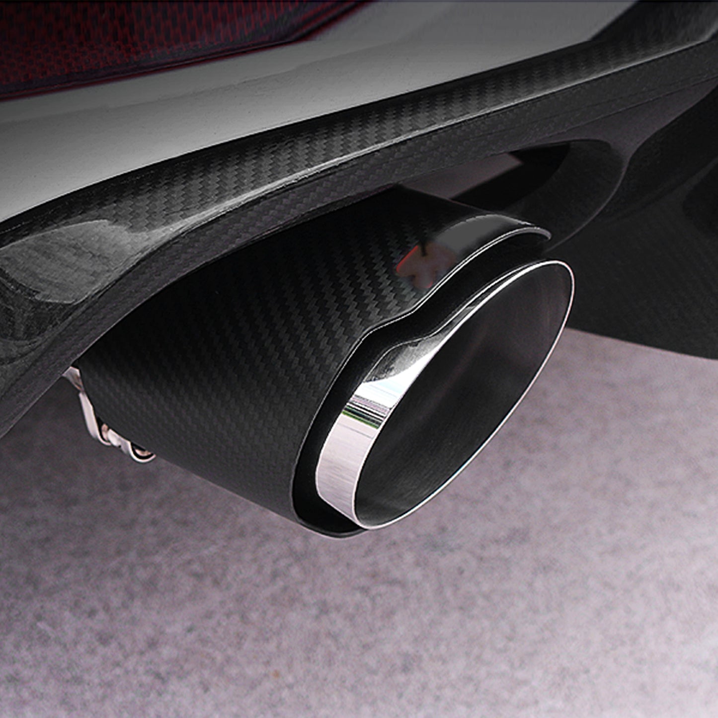 Single Out 90mm 101mm Car Exhaust Universal Auto Muffler Stainless Steel Curved Carbon Coating