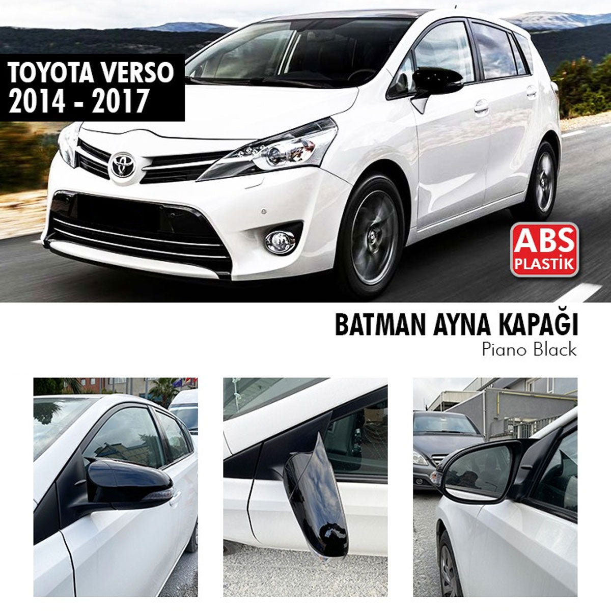 Mirror Cover For Toyota Verso 2014-2017 Accessory Bright Black BAT MODEL
