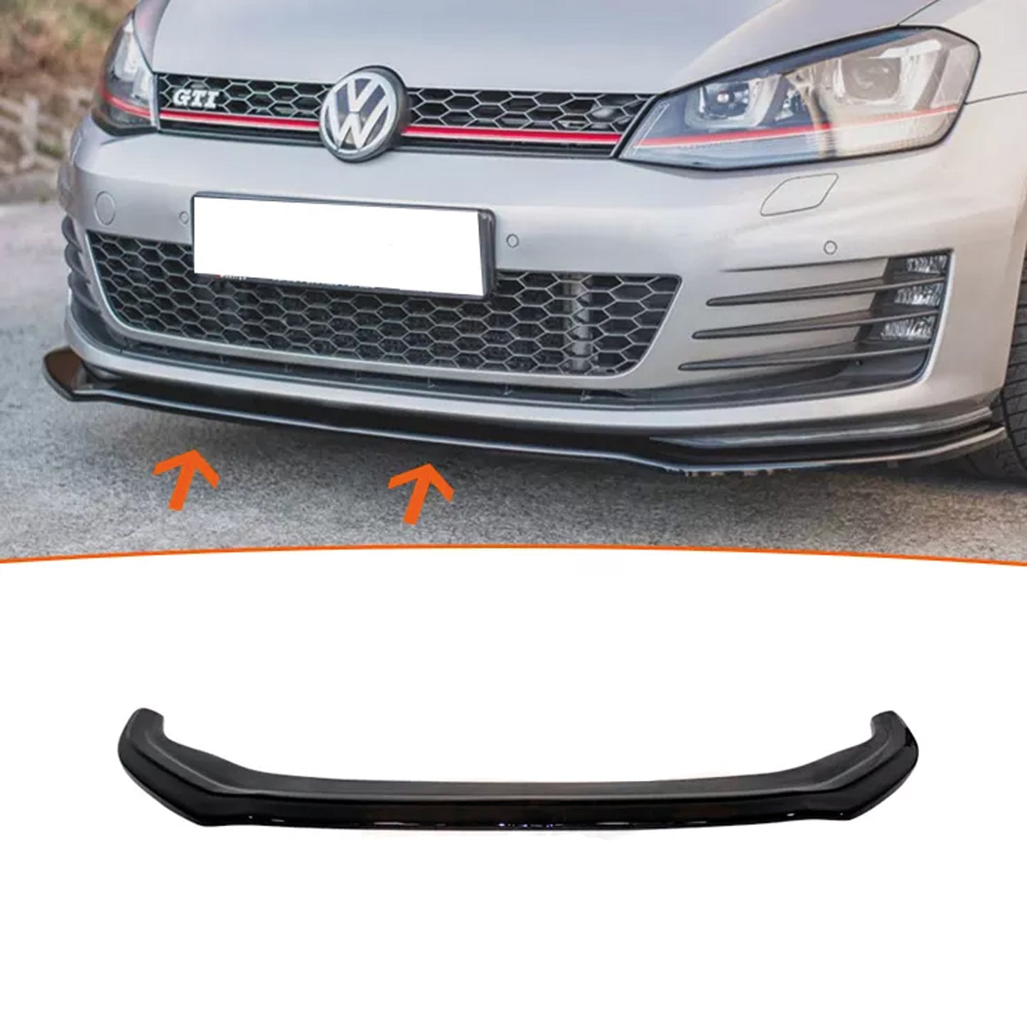 Autovision for Volkswagen Golf MK7 GTI 2013 2016 Front Bumper Lip Piano Black Vacuum