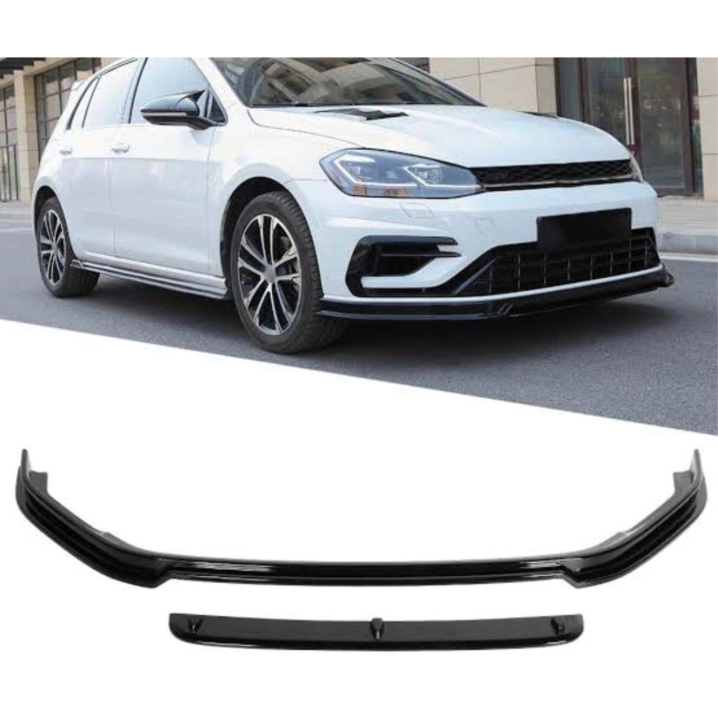 Autovision for VW Golf MK7 MK7.5 FL 2017-2020 Front Bumper Lip Piano Black Vacuum
