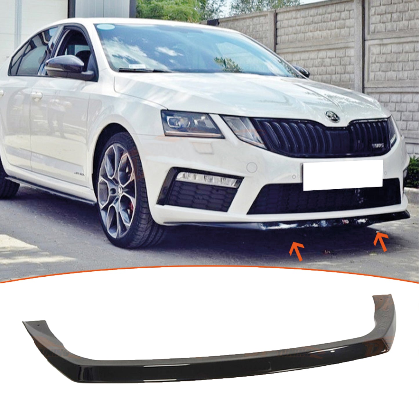 Autovision for Octavia vRS MK3 2013 2016 Front Bumper Lip Piano Black Vacuum