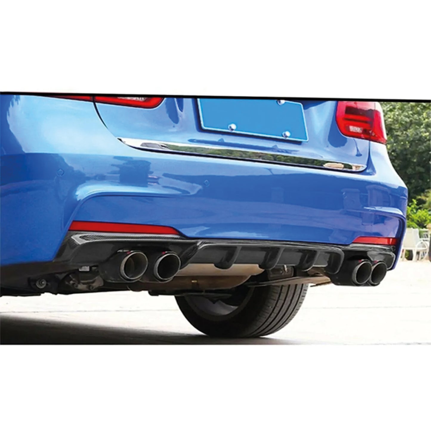 Rear Diffuser for F30 M Performance Double Output L/R Custom Style Car Styling Diffüser Rear Body Kit Spoiler Bumper Lip Splitter