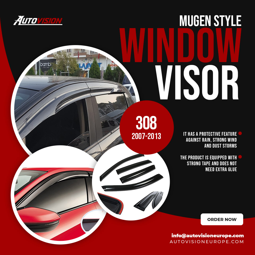 AutoVision Pare-brise pour Peugeot 308 2007-2013 Déflecteur de vent de fenêtre Pare-pluie Pare-soleil Accessoires