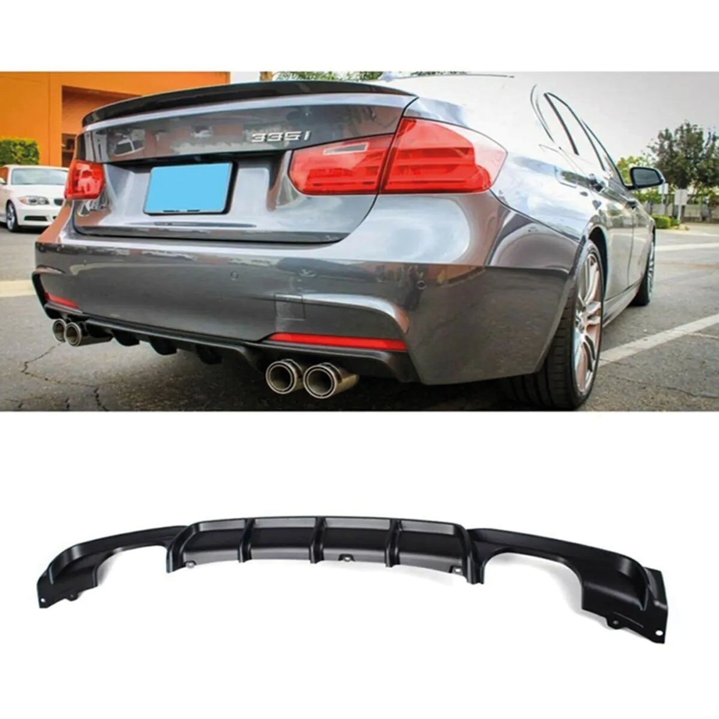 Rear Diffuser for F30 M Performance Double Output L/R Custom Style Car Styling Diffüser Rear Body Kit Spoiler Bumper Lip Splitter