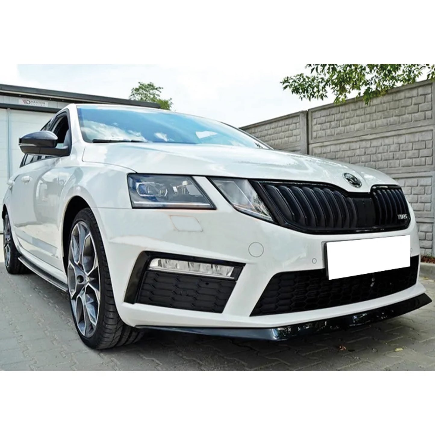 Autovision for Octavia vRS MK3 2013 2016 Front Bumper Lip Piano Black Vacuum