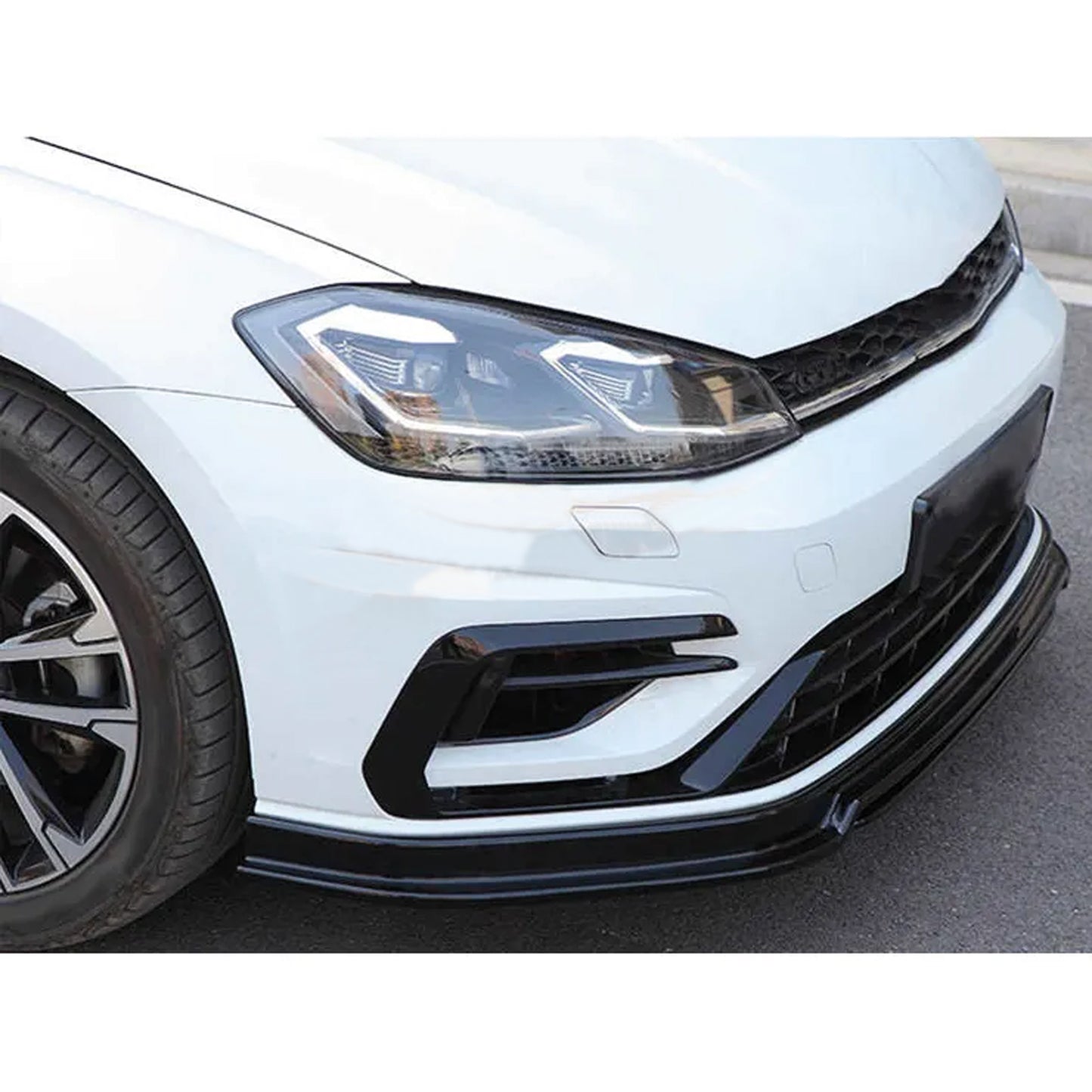 Autovision for VW Golf MK7 MK7.5 FL 2017-2020 Front Bumper Lip Piano Black Vacuum
