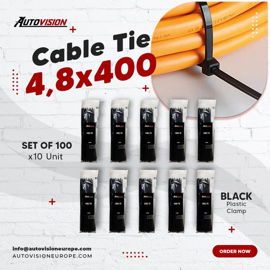 Cable Tie Plastic Velcro Clamp Black 4,8 x 400 100 Pcs x10 Unit Plastic Clamp