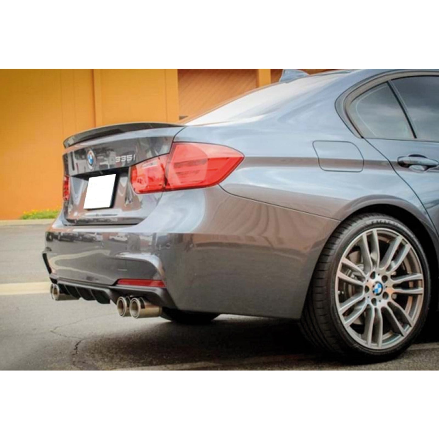 Rear Diffuser for F30 M Performance Double Output L/R Custom Style Car Styling Diffüser Rear Body Kit Spoiler Bumper Lip Splitter