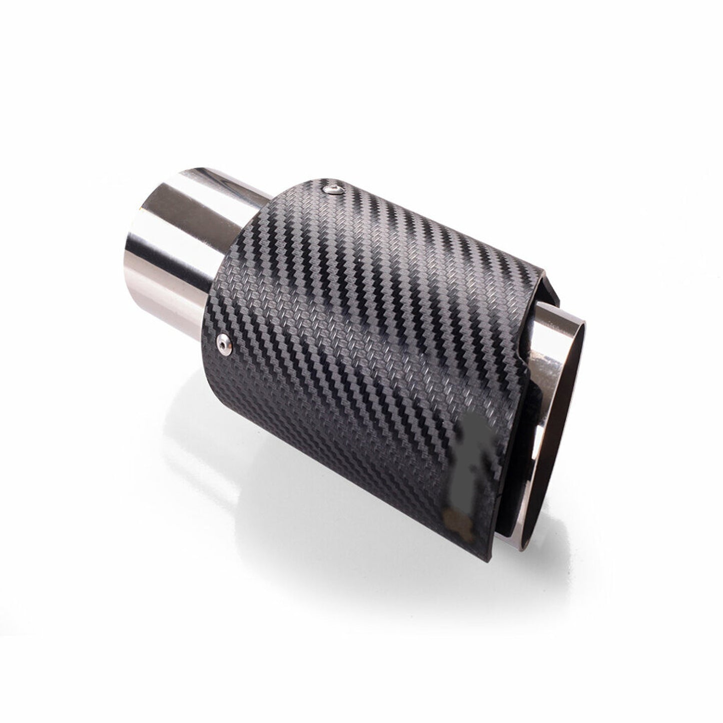 Single Out 90mm 101mm Car Exhaust Universal Auto Muffler Stainless Steel Curved Carbon Coating
