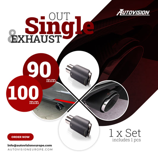 Silencieux d'échappement universel pour voiture 90 mm 101 mm en acier inoxydable avec revêtement en carbone incurvé