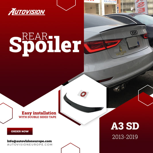 Rear Spoiler For Audi A3 Sedan 2013 2019 ABS Hard Plastic