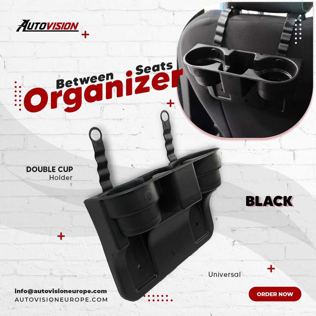 Between the Seats Back of the Seats Cup Holder Organizer Black