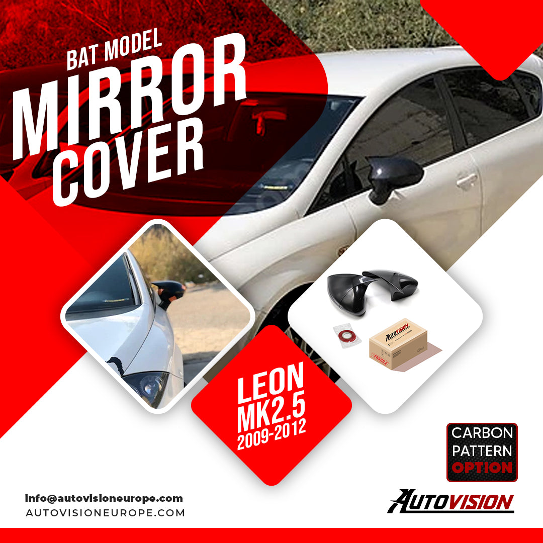 Coque de rétroviseur pour Seat Leon MK 2.5 2009 - 2012 Accessoire Noir brillant MODÈLE BAT