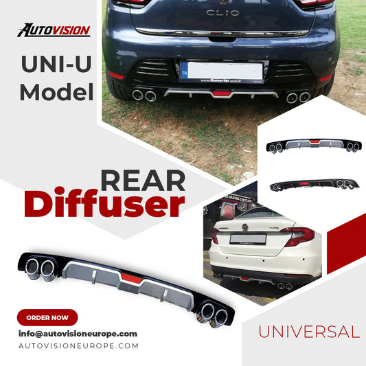 Rear Diffuser for UNI Type U Model Custom Style Car Styling Diffüser Rear Body Kit Spoiler Bumper Lip Splitter