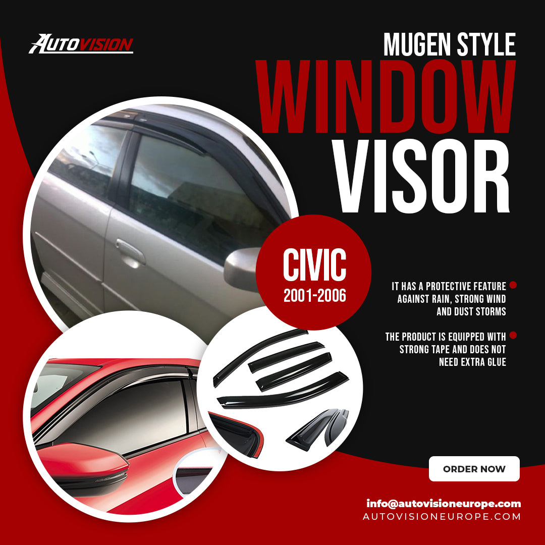 AutoVision Pare-brise pour Honda Civic 2001-2006 Déflecteur de vent de fenêtre Pare-pluie Pare-soleil Accessoires de pare-soleil