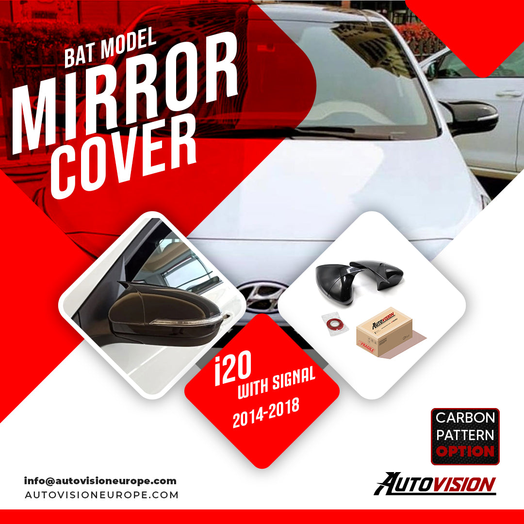 Mirror Cover For Hyundai i20 with Signal 2014-2018 Accessory Bright Black BAT MODEL