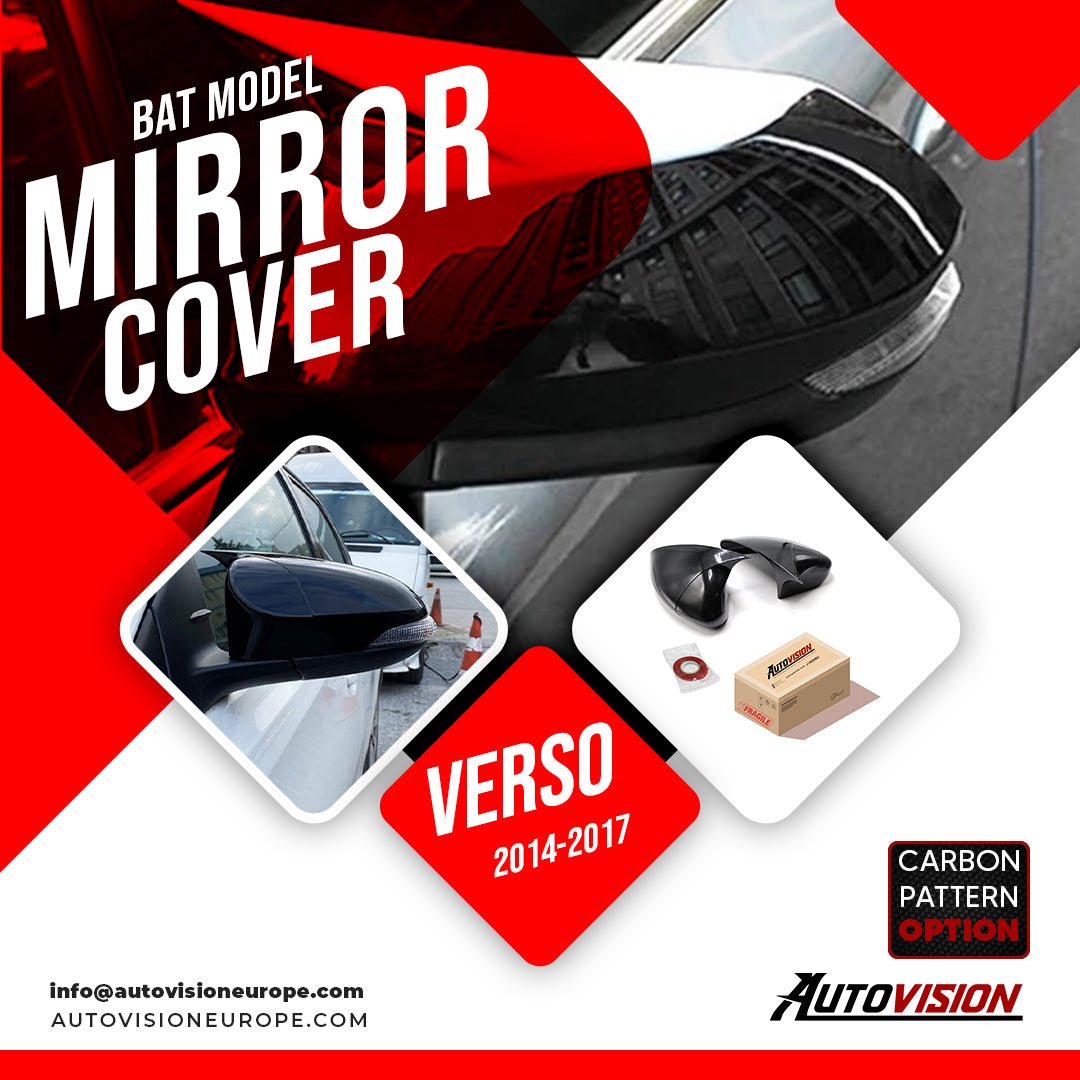 Mirror Cover For Toyota Verso 2014-2017 Accessory Bright Black BAT MODEL