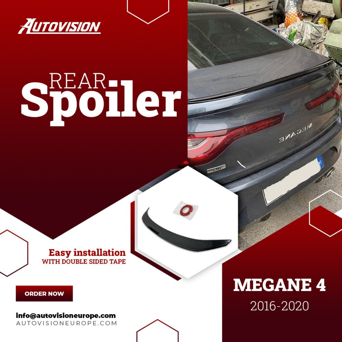 Rear Spoiler For Megane 4 2016 2020 ABS Hard Plastic