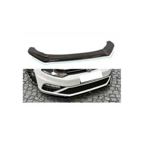 Front Bumper Lip for VW Polo Mk5 2014–2017 FL GTI Max V2 Piano Black Vacuum Plastic AutoVision