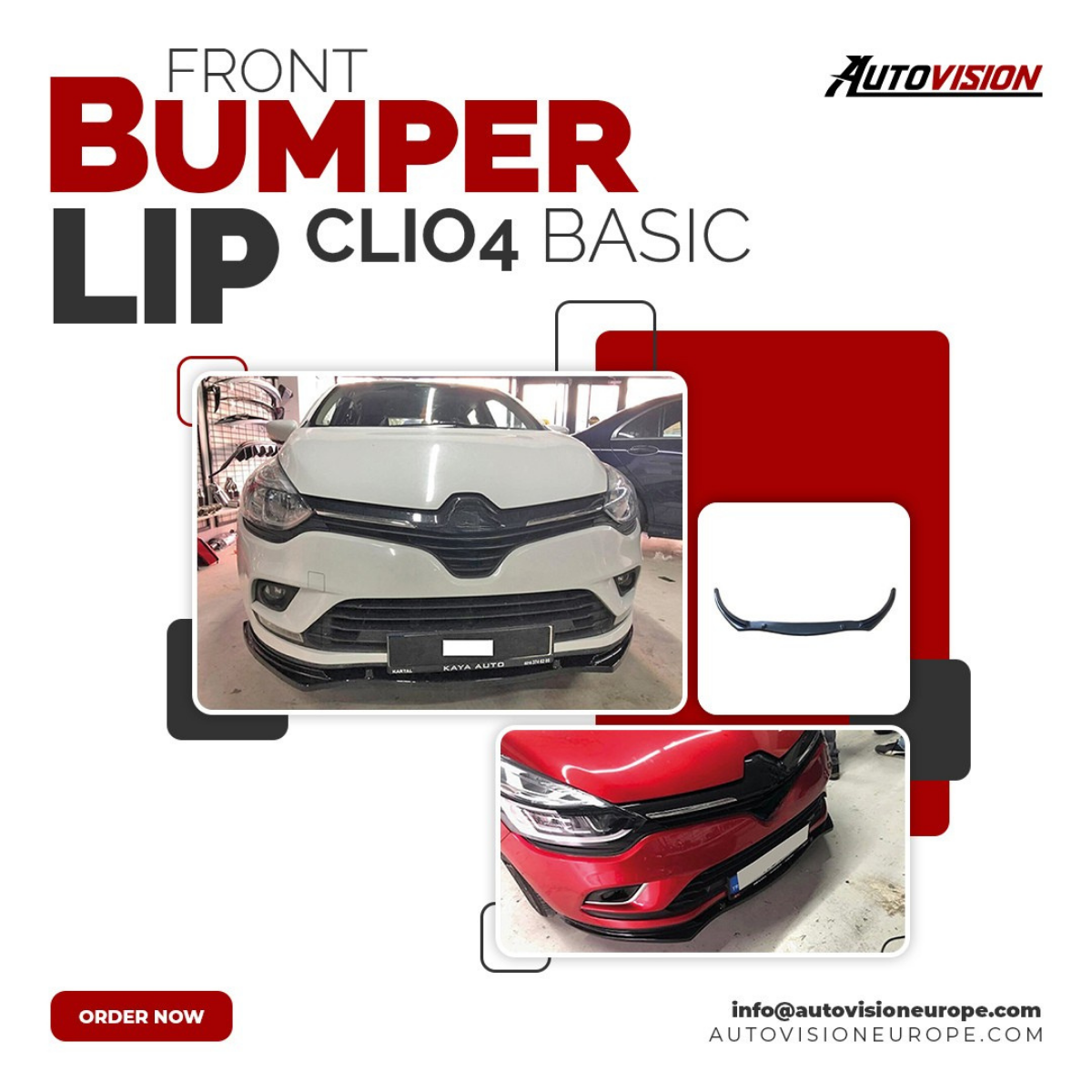 AutoVision For Clio 4 Basic Front Bumper Lip All Cars Universal Model