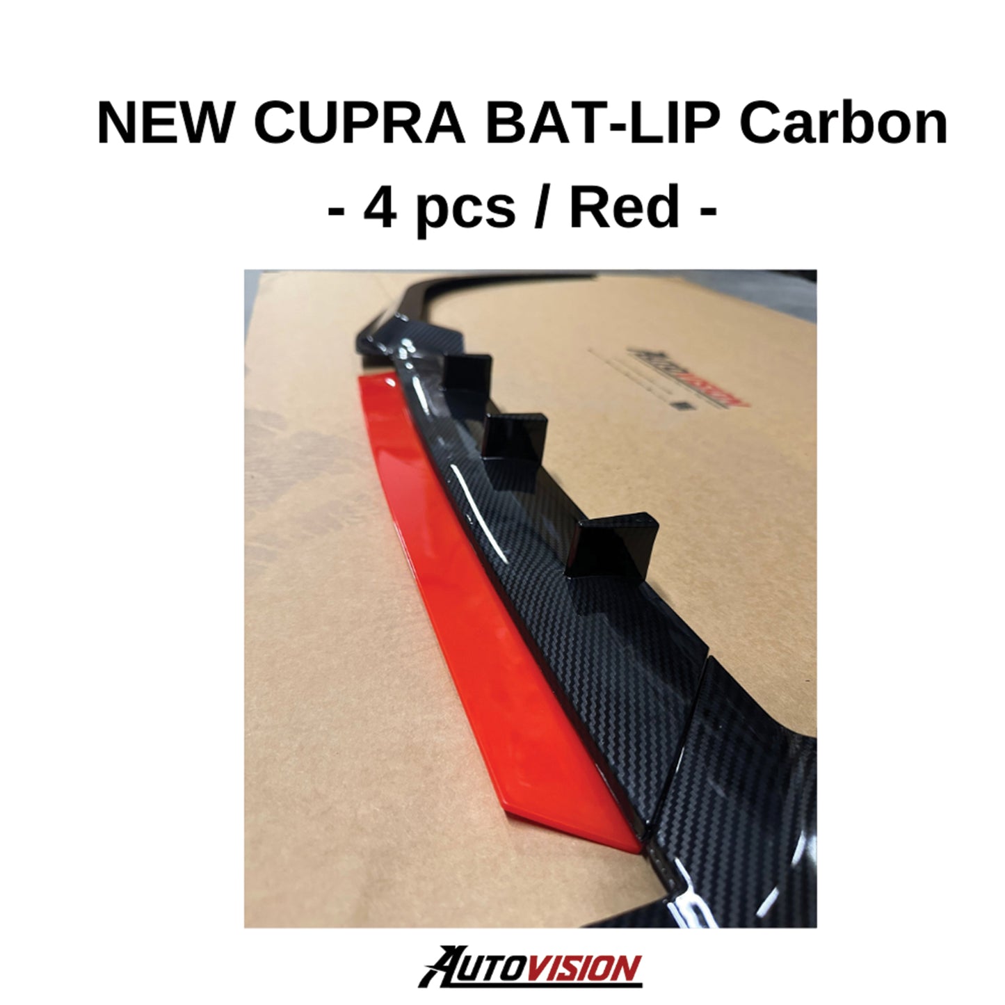 AutoVision NEW Cupra Bat-Lip 4 Pcs./CARBON COATED - Front Bumper Lip All Cars Universal Model