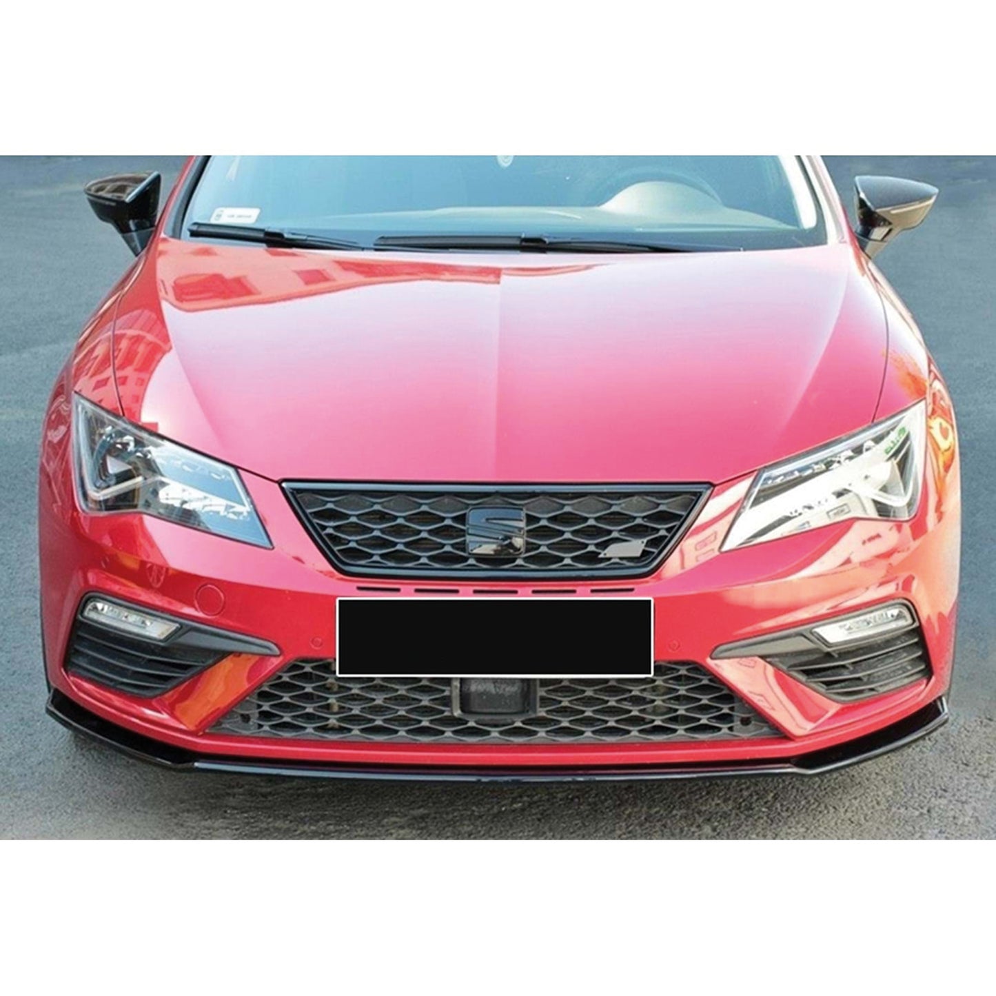 Autovision pour Seat Leon MK3 Cupra FL 2017-2020 Lèvre de pare-chocs avant Piano Black Vacuum
