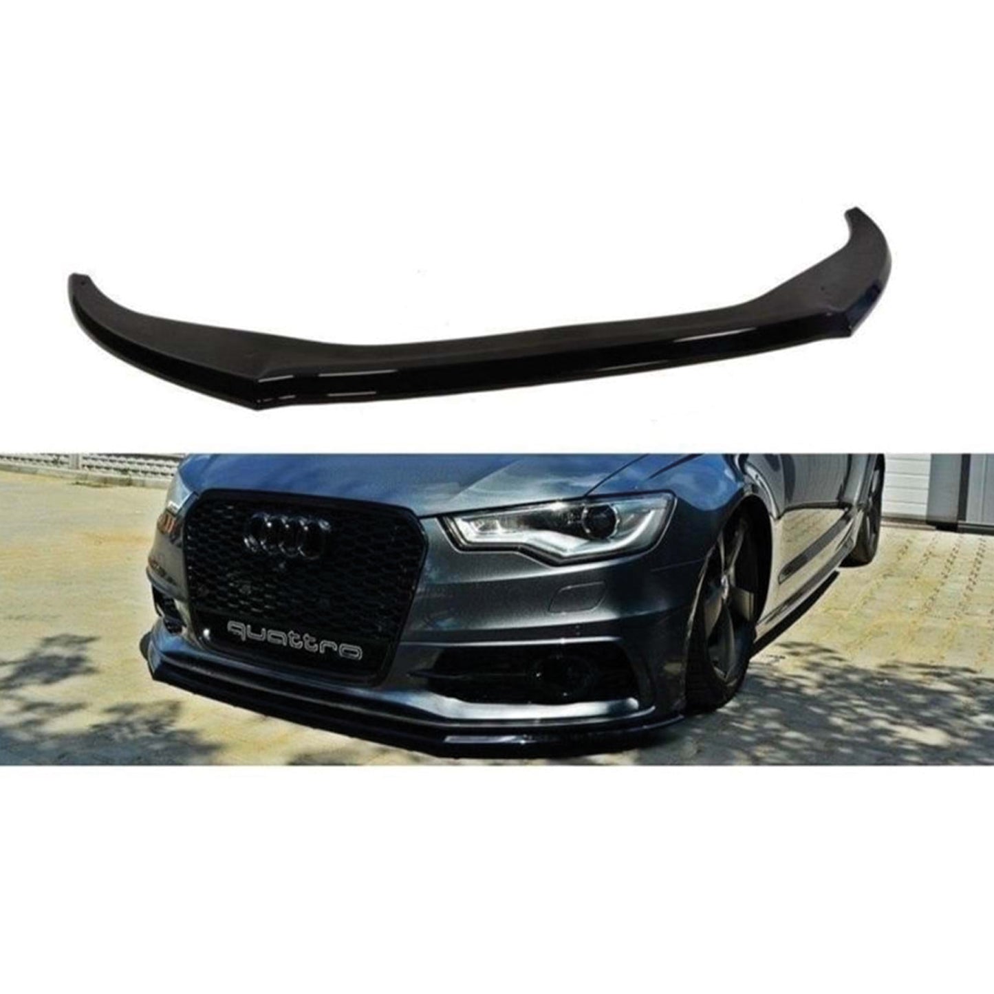 Autovision for Audi A6 C7 S-Line S6 2011 - 2014 Front Bumper Lip Piano Black Vacuum