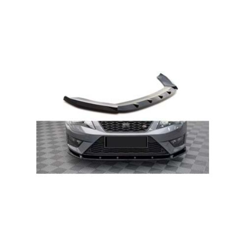 Front Bumper Lip for Seat Leon Mk3 2012-2016 Max V1 Front Lip Piano Black Vacuum Plastic AutoVision