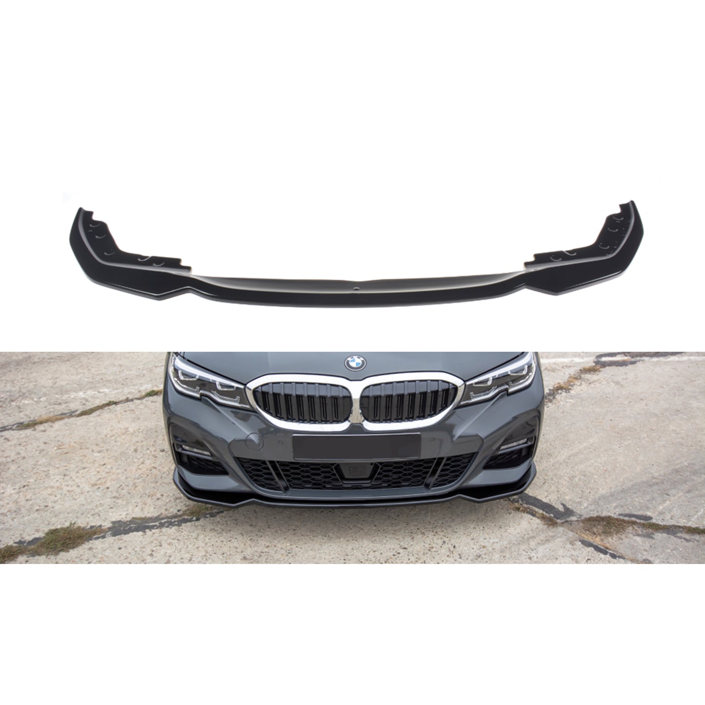 Autovision for BMW G20 2019- Front Bumper Lip Piano Black Vacuum