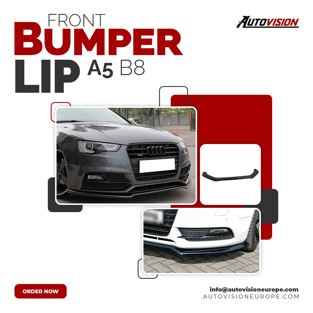 Autovision for Audi A5 B8 FL 2012-2015 Front Bumper Lip Piano Black Vacuum