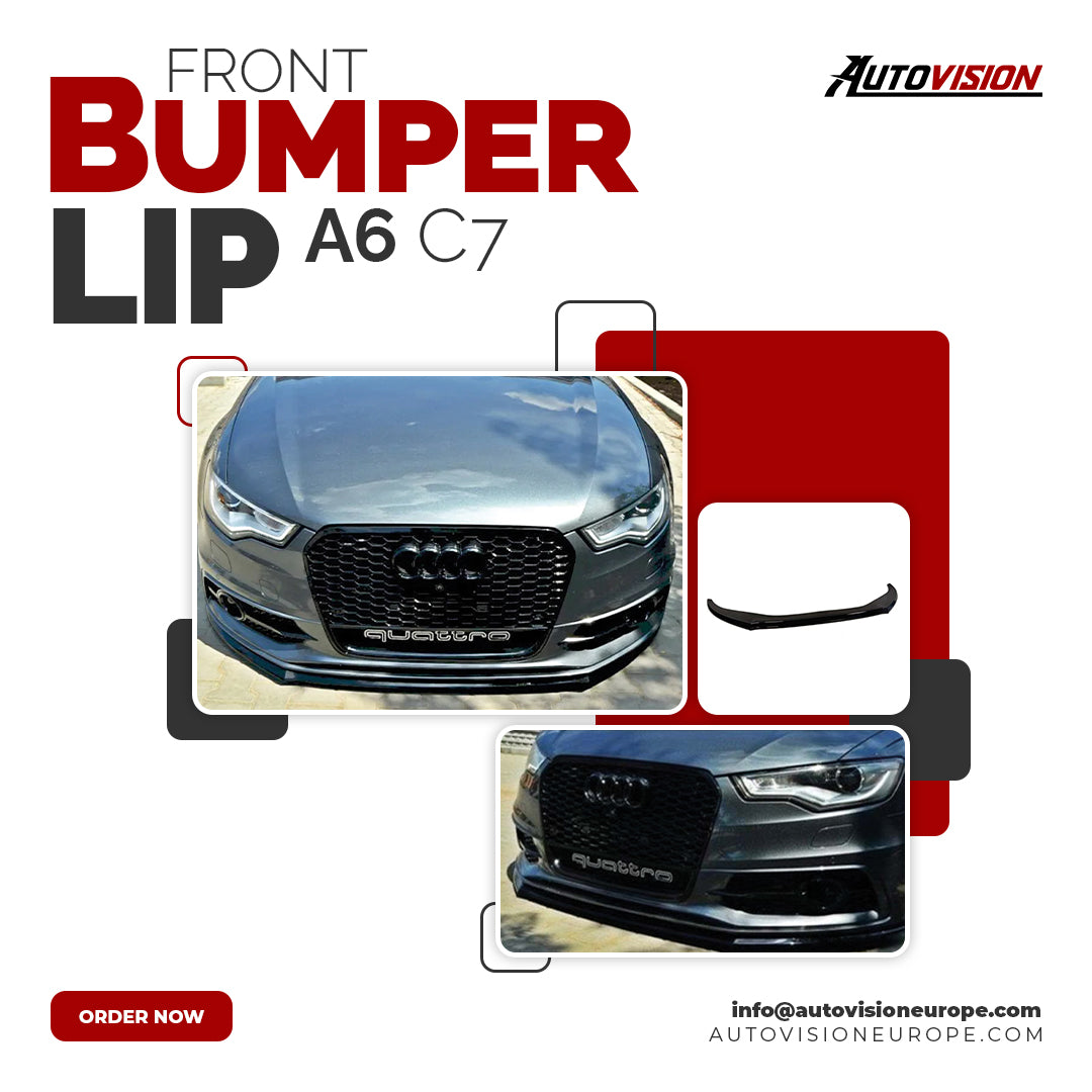 Autovision for Audi A6 C7 S-Line S6 2011 - 2014 Front Bumper Lip Piano Black Vacuum