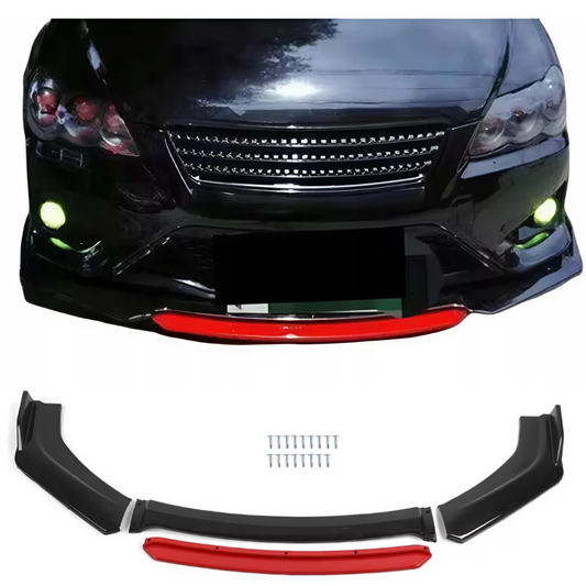 Universal Front Bumper Lip 4pcs Spoiler Chin Body Kit Exterior Aerodynamic Parts Bumper Front Spoiler Gloss Black ABS Splitter Kit