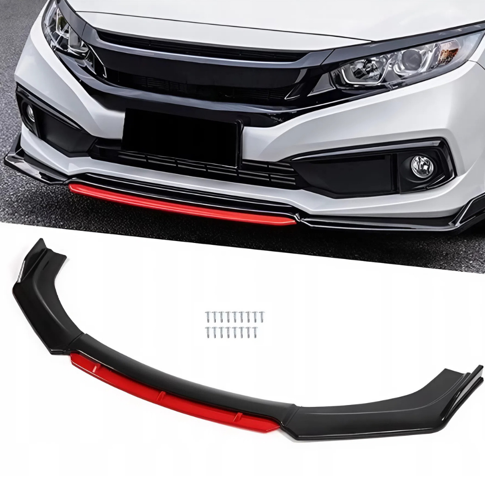Universal Front Bumper Lip 4pcs Spoiler Chin Body Kit Exterior Aerodynamic Parts Bumper Front Spoiler Gloss Black ABS Splitter Kit