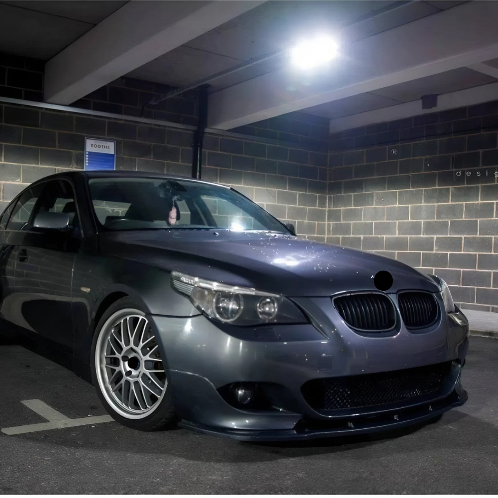For BMW E60 M Technic Max Front Lip 2003-2010 Glossy Black Vacuum Plastic ABS Front Bumper Splitter 1 Pcs Sport Style Aerodynamic Design Easy Installation
