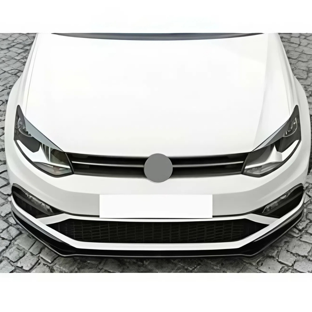 Front Bumper Lip for VW Polo Mk5 2014–2017 FL GTI Max V2 Piano Black Vacuum Plastic AutoVision