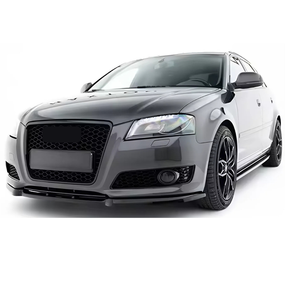 For Audi A3 8P Facelift Hatchback 3 Parts Front Lip 2008-2013 Piano Glossy Black ABS Plastic (Not For S3 S-Line) Front Bumper Splitter Body Kit