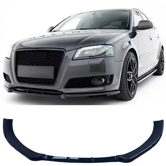 For Audi A3 8P Facelift Hatchback 3 Parts Front Lip 2008-2013 Piano Glossy Black ABS Plastic (Not For S3 S-Line) Front Bumper Splitter Body Kit