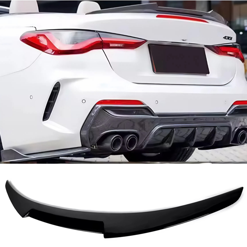 For BMW 4 Series G23 Convertible 2021-2024 M4 Style Rear Trunk Ducktail Spoiler Piano Black ABS